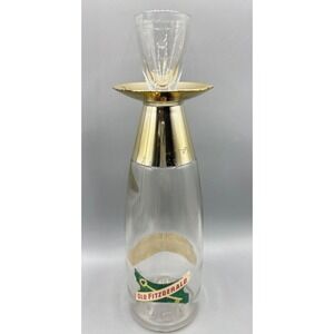 Vtg Old Fitzgerald Whiskey Decanter Mid Century Gold Shot‎ Glass Stopper 12.5in